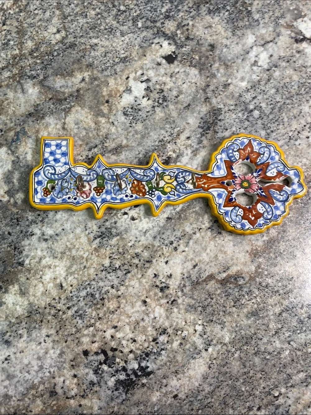 Talavera Ceramic Key Holder Hook – Hand-Made Mexican Wall Decor